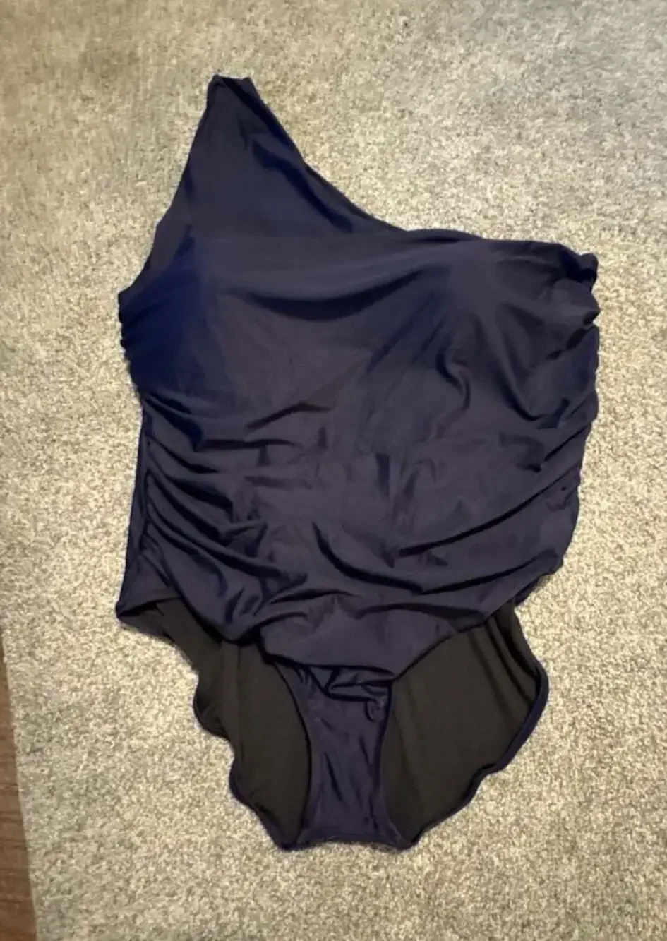 J.Crew Ruched One-Shoulder One-Piece Swimsuit Navy Size 24 NWT